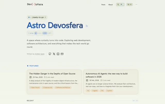Devosfera Astro theme preview