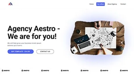 Agency Astro Template Page - Tailwind CSS and React Astro agency template with multiple pages and dedicated project presentation sections.