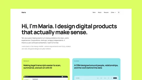 Maria Portfolio Theme - Modern Astro portfolio theme for UI/UX and product designers, with bold typography and clean case-study cards.