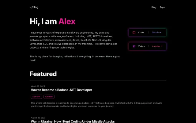 Astroblog with Pages CMS Astro theme preview