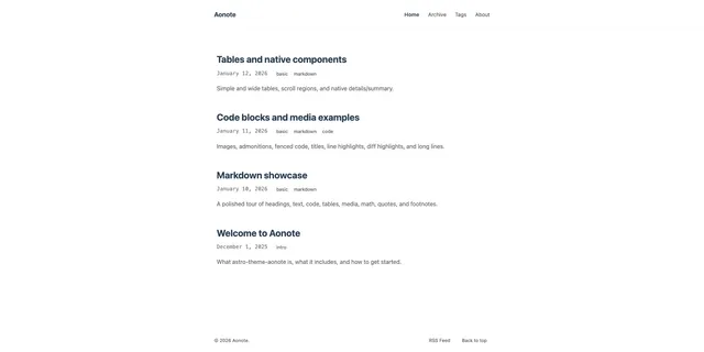 Aonote Astro template preview