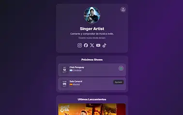 Artistree - Tailwind Astro personal website theme featuring link in bio style with purple gradients
