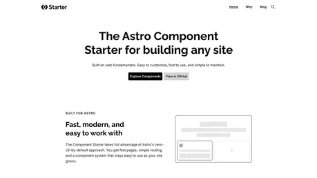 Astro Component Starter - Astro component library starter with 40+ CloudCannon-editable blocks and clean minimal design