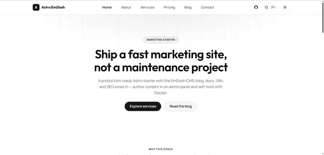 Astro EmDash Starter Astro template preview