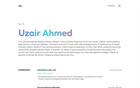 Astro Portfolio - Free Tailwind CSS Astro portfolio template with dedicated sections for skills, projects, and contact information.