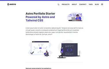 Astro Portfolio Starter - Free Tailwind CSS Astro portfolio theme providing all the essential sections for showcasing projects.