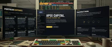 Apex Agency Marketing - Astro agency marketing template with sidebar nav and dark finance-styled portfolio pages