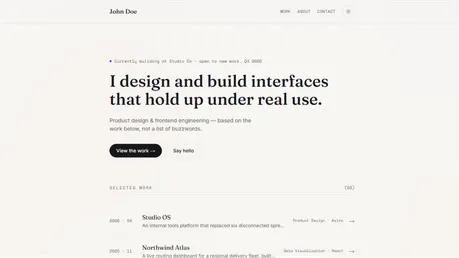 Astro Starter Portfolio - Minimal Tailwind Astro portfolio template with light editorial layout and serif display type