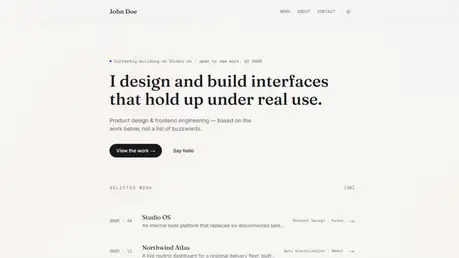 Astro Starter Portfolio - Minimal Tailwind Astro portfolio theme with light editorial layout and serif display type