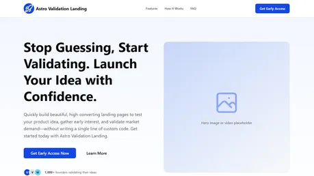 Astro Validation Landing - Astro Tailwind startup validation landing page with bold hero and CTA buttons