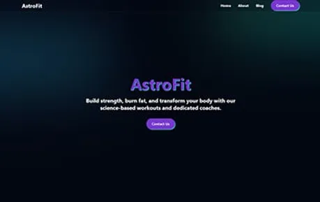 Astrofit - Tailwind Astro startup website template featuring dark theme and contrasting cyan accents