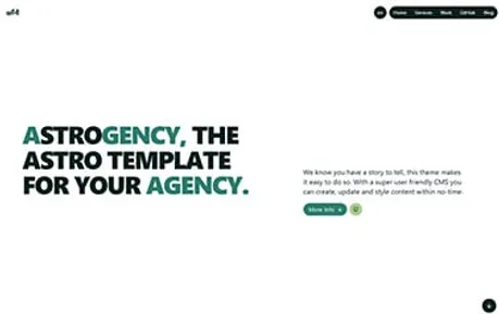 Astrogency - Tailwind Storyblok Vue Astro agency website template featuring multiple wide layout pages