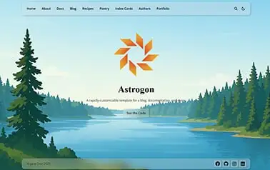 Astrogon - Tailwind React Astro blog theme featuring fixed illustration backdrop and translucent elements