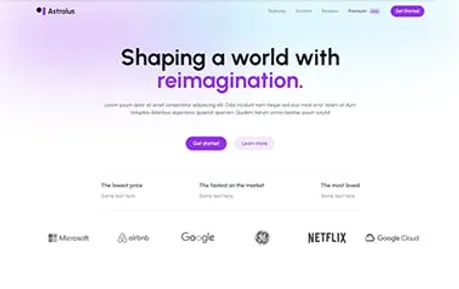 Astrolus - Unique free Tailwind Astro startup theme featuring vibrant gradient backgrounds.