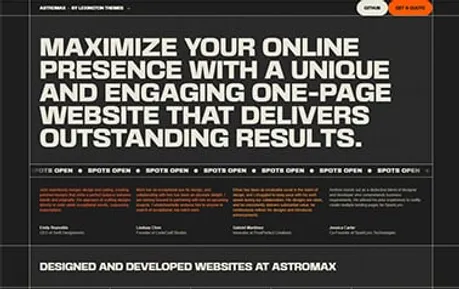 Astromax - Tailwind Astro creative agency website template that has tons of character
