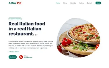 Astropie - A generous Astro restaurant website template that offers multiple pages and a complete menu section.