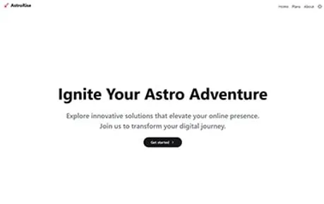 AstroRise - Tailwind Astro startup website template featuring minimal light theme and black accents