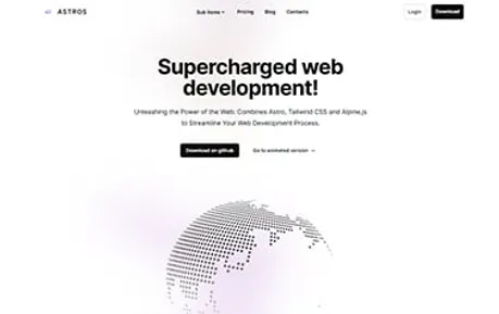Astros - Alpine Tailwind Astro SaaS landing page template featuring essential layouts with minimal styles