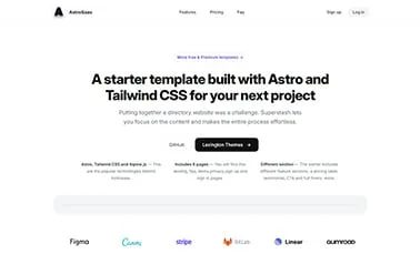 AstroSaas - Tailwind Astro SaaS landing page template wrapped in a minimal light theme