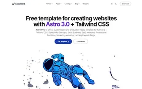 AstroWind - Comprehensive free Tailwind CSS Astro startup template with a top-notch design and layout.
