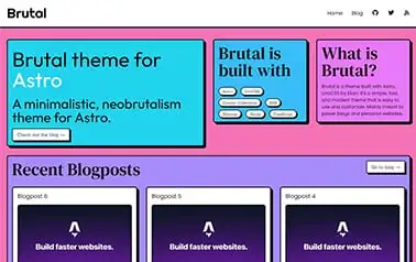 Brutal - A characterful free UnoCSS Astro blog theme following the striking brutalist design trend.
