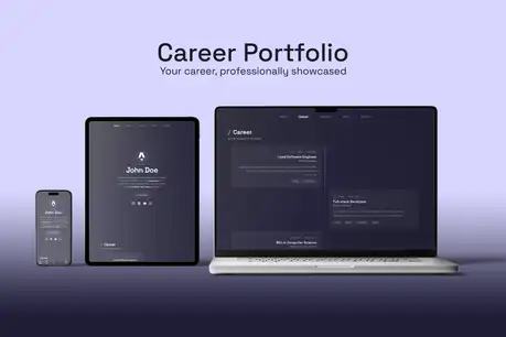 Career Portfolio - Data-driven Astro portfolio theme with dark timeline layout across device mockups