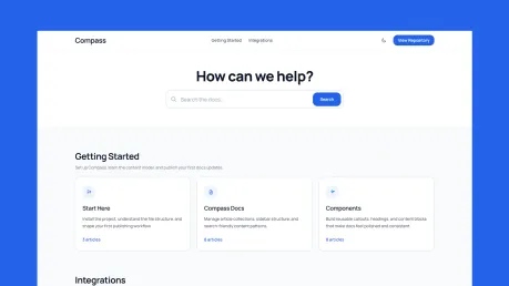 Compass Documentation Theme - Modern Astro documentation theme for product docs, support centers, and internal knowledge bases.