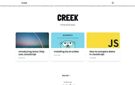 Creek - A simple free Tailwind CSS Astro blog template perfect for personal writing.