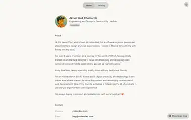 CVfolio - Tailwind Astro resume theme featuring gray background and simple narrow layout