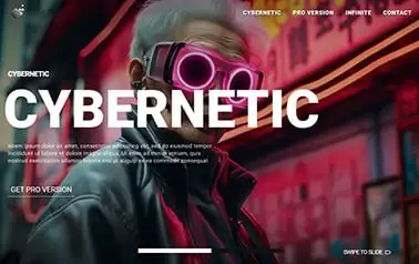 Cybernetic Free Website Template - A Tailwind CSS and React Astro professional services theme featuring a modern swiper header