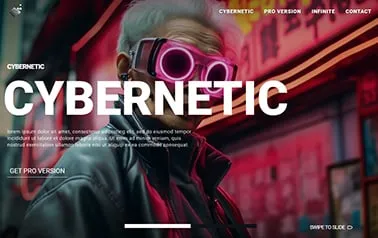 Cybernetic Free Website Template - A Tailwind CSS and React Astro professional services template featuring a modern swiper header