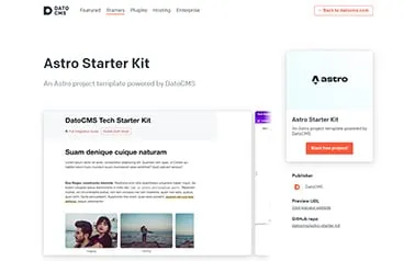 DatoCMS Astro Starter Kit - DatoCMS Astro boilerplate that's minimal, exposing just the essentials to help you start faster.