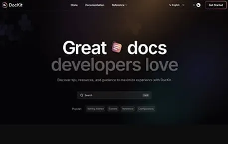 Dockit - Tailwind Astro documentation template featuring elegant dark theme layout