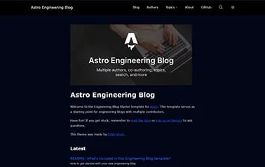 Engineering - Flexible Tailwind CSS Astro blog template made to suit engineering and dev projects.