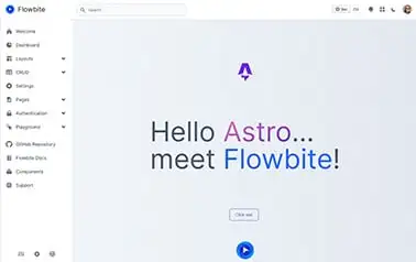 Flowbite Astro - Flowbite Astro admin dashboard theme with multiple dashboard sections.