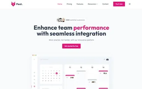 Foxi - An awesome Tailwind CSS Astro SaaS template that packs multiple pages and bold magenta highlights.