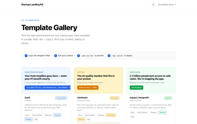 Startup Landing Kit Astro theme preview