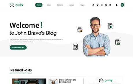 Geeky - A comprehensive free Astro blog template offering many useful sections and components.