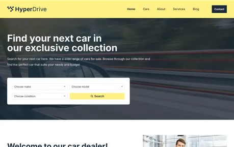 HyperDrive - A clean and functional Astro theme for car dealers—perfect for showcasing cars, bikes, or boats.