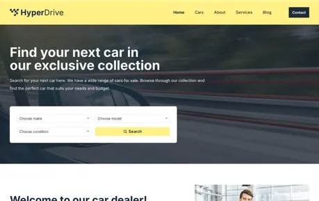 HyperDrive - A clean and functional Astro theme for car dealers—perfect for showcasing cars, bikes, or boats.