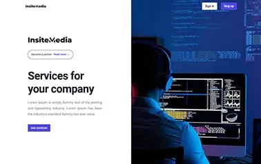 Inside Media Landing - Tailwind CSS and React Astro landing page template featuring a split header and useful sections.