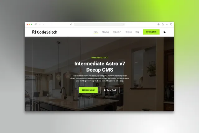 Intermediate Astro Decap CMS Astro template preview