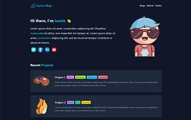 Ixartz - Creative free Tailwind CSS and React Astro personal website template with fun illustrations.