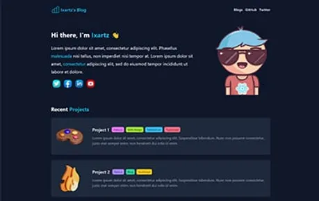 Ixartz - Creative free Tailwind CSS and React Astro personal website template with fun illustrations.