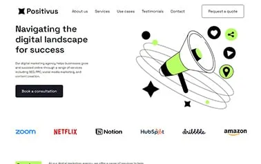 Kreatif Software - Free Tailwind CSS Astro agency landing page template with smooth scrolling between section anchors.