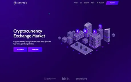 Krypton - Free Bulma-based Astro startup theme in dark mode with a purple palette and green highlights.