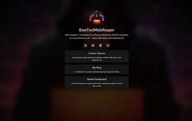 Landing Pad - Tailwind CSS and TinaCMS Astro personal website theme based on an immersive, gaming-style dark theme.