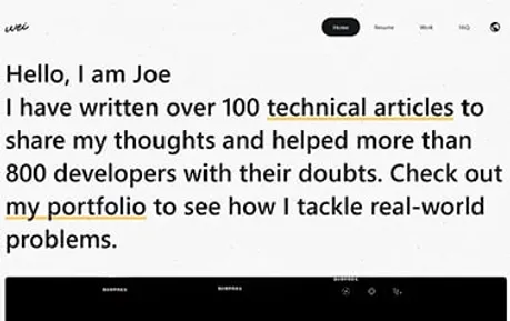 Letter - Tailwind Astro portfolio template featuring modern text based hero and multiple pages