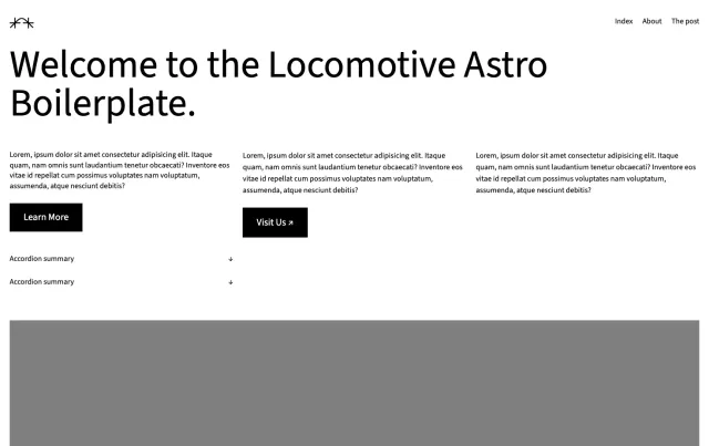 Locomotive Astro Boilerplate Astro theme preview
