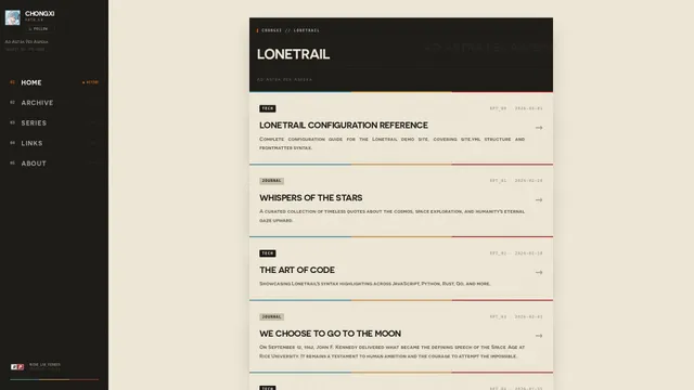 Lonetrail Astro template preview